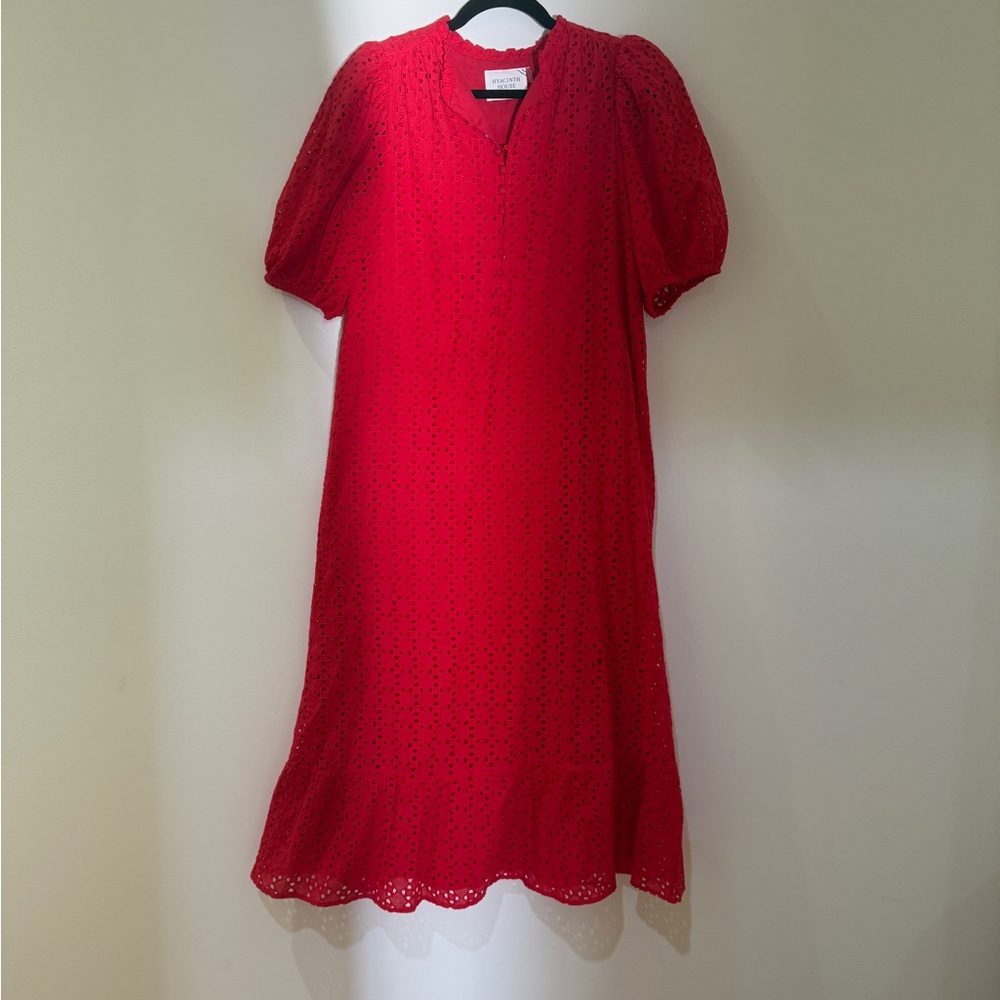 Tuckernuck HYACINTH HOUSE Red Eyelet Tryall Midi Dress - Picture 4 of 11